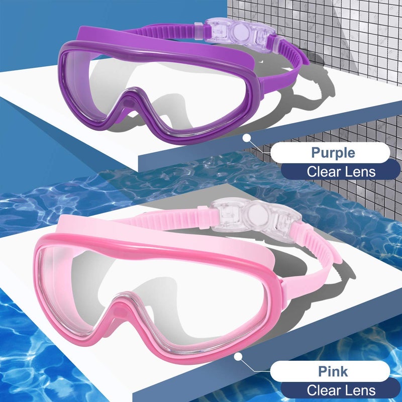 Braylin Adult Swim Goggles, 2-Pack Wide View Swim Goggles for Men Women Youth Teen, Anti-Fog, Over 15 - Image 2